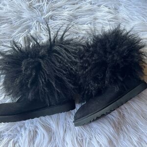 UGG Black Furry Ankle Boots